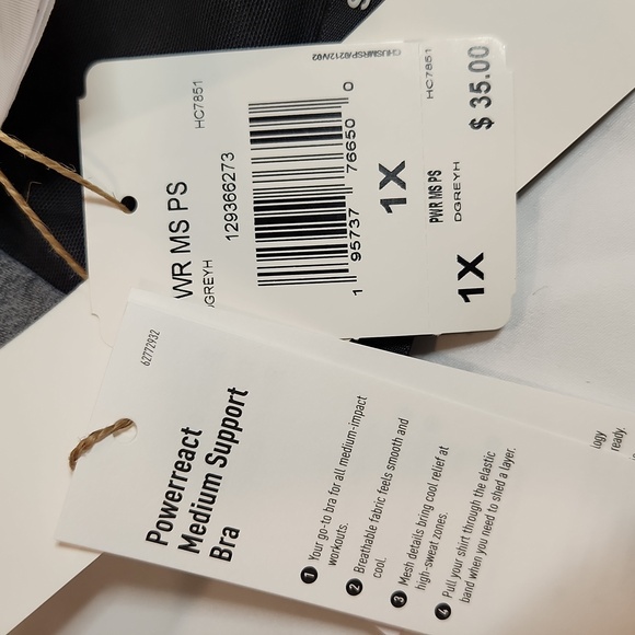 NWT Adidas Powerreact Medium Support Sports Bra size 1x - Gray - Picture 7 of 7